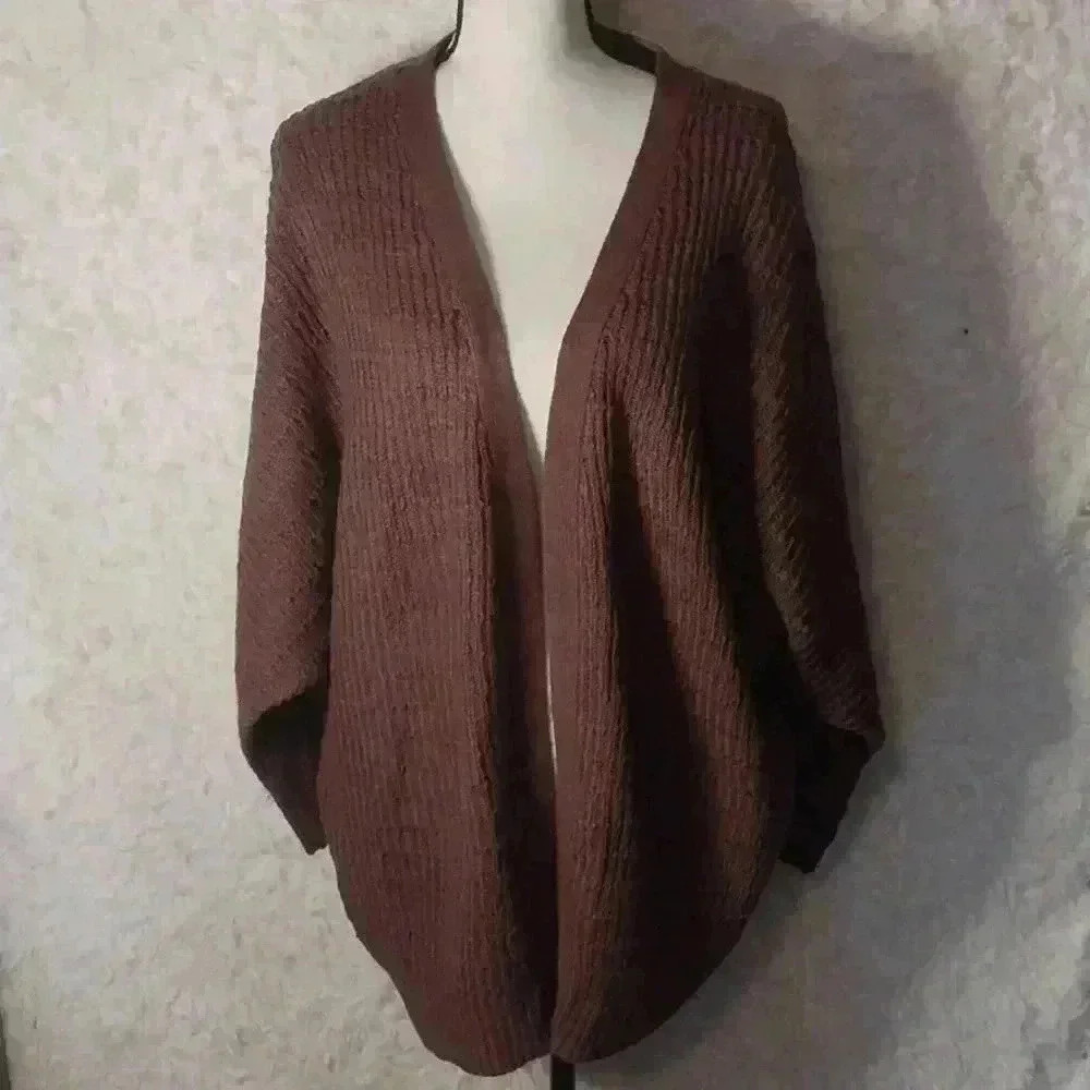 Love Change Italy Purple Knit Open Front Cardigan Sweater Size XL - Picture 3 of 9